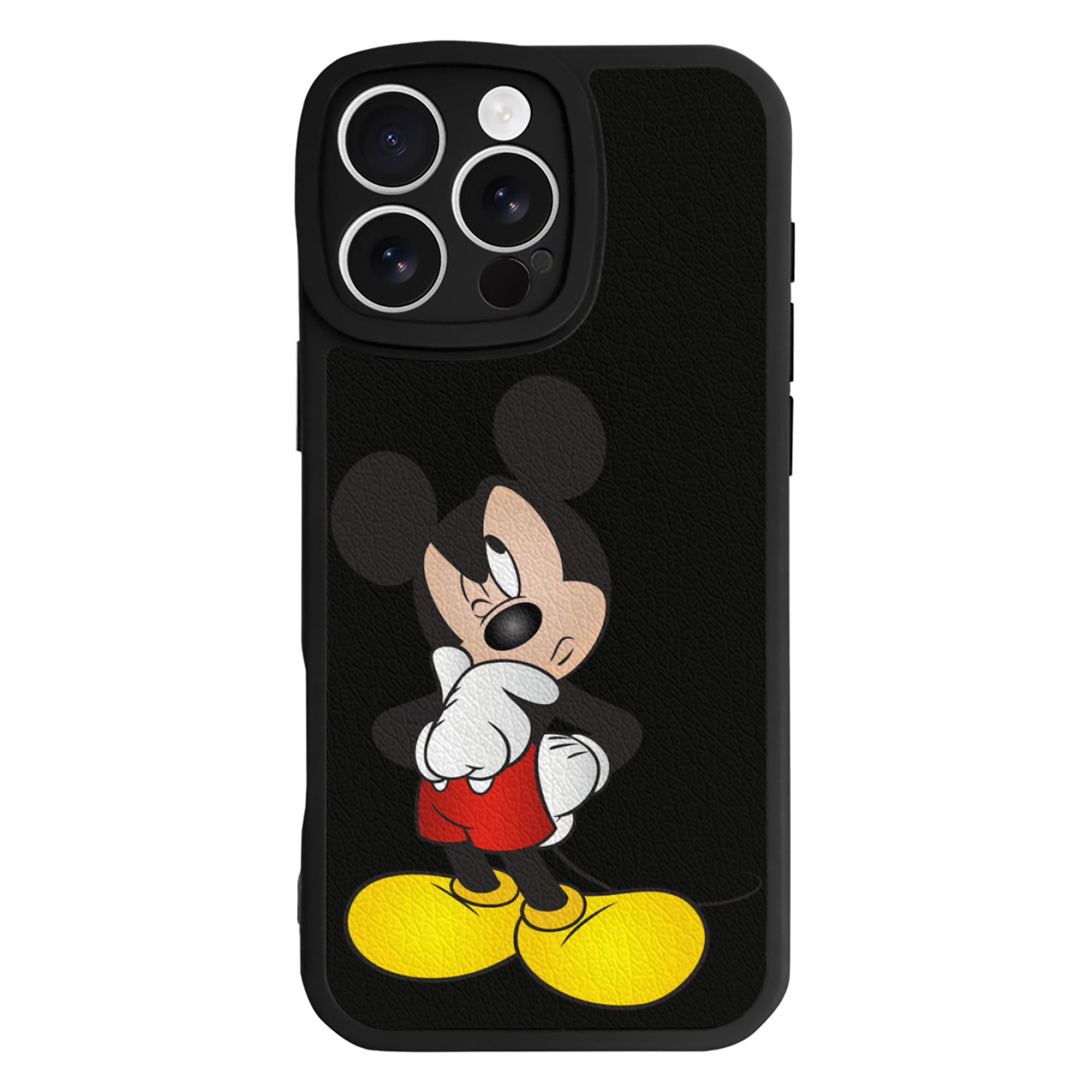 （画像用） ミッキーマウス Mickey Mouse 【iPhone 16シリーズ対応】シリコンスマホケース（レザー調） 材質：シリコン